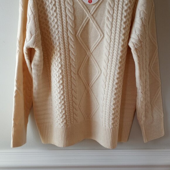 'ANRABESS' Oversized Cream Aran Style Sweater Size M-L NWT - Picture 2 of 10